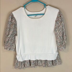 Anthropologie Mixed Media Sweater Vest Top with Peplum Size Large